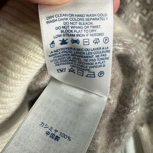 Lands’ End Girls 100% Cashmere Fair Isle Turtleneck Sweater – Size M (10–12) - Picture 5 of 6